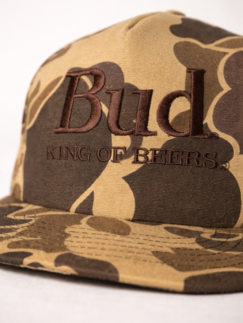 Vintage Budweiser King of Beers Camo Snapback Hat Licensed Beech Cap OS